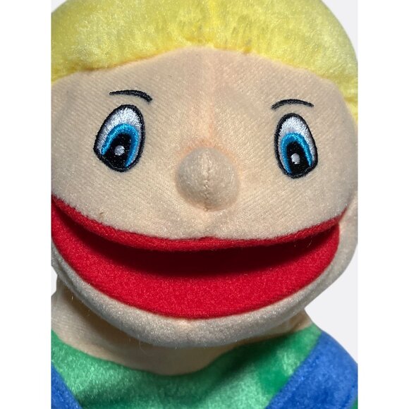 Lakeshore Soft Plush Puppet Doll Blue Overalls 11.5 inches - Picture 2 of 8